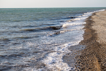 Waves on the seashore, nature.