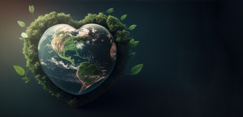 Green world, earth day celebration with Copy space, Earth day banner and World Environment day concept. Generative Ai