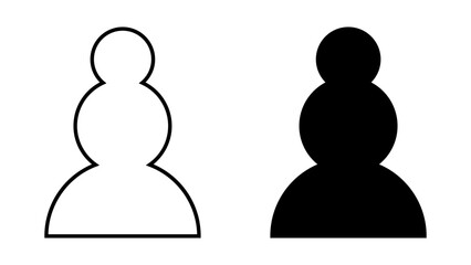 Pawn outline, chess piece icon, pawn silhouette for playing chess
