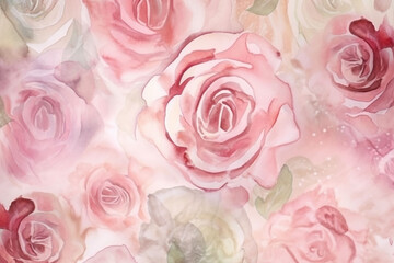 Pink roses on a pink background. Ornament in pink tones, seamless.  Generative ai