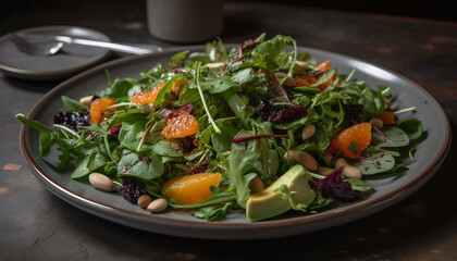 Fresh gourmet salad, healthy meal with variety generated by AI