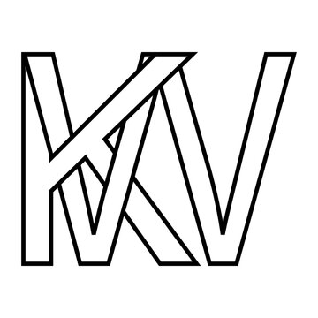 Logo sign kw wk, icon double letters logotype w k