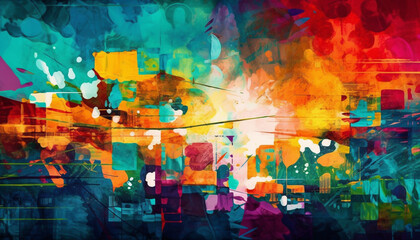Vibrant colors create abstract celebration of modern design generated by AI