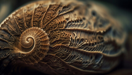 Abstract fossils ancient spirals, exquisite symmetry generated by AI