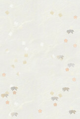 和紙　笹　梅の花　金箔散らし　ハガキ比率