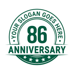 86 years anniversary logo design template. Vector illustration.