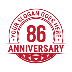 86 years anniversary logo design template. Vector illustration.