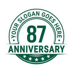 87 years anniversary logo design template. Vector illustration.