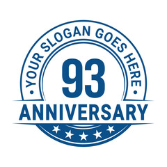 93 years anniversary logo design template. Vector illustration.