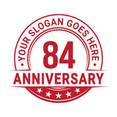 84 years anniversary logo design template. Vector illustration.