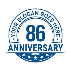 86 years anniversary logo design template. Vector illustration.