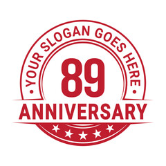 89 years anniversary logo design template. Vector illustration.