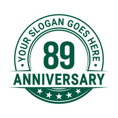 89 years anniversary logo design template. Vector illustration.