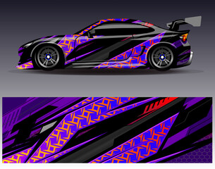 Car wrap design vector. Graphic abstract stripe racing background kit designs for wrap vehicle  race car  rally  adventure and livery