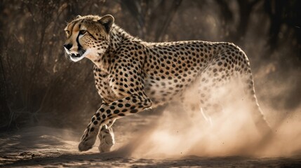 Cheetah running, South Africa - Generative Ai Illustration