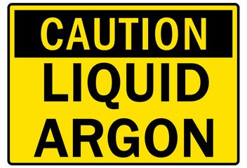 Argon chemical warning sign and labels