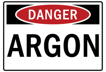 Argon chemical warning sign and labels
