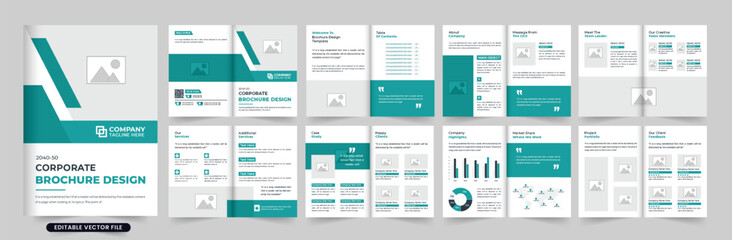 Fototapeta na wymiar Digital business portfolio template vector for a business proposal. Corporate magazine and booklet layout design with photo placeholders. Modern company profile and overview brochure template vector.