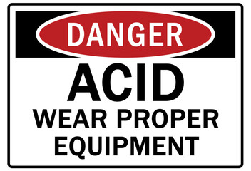 Fototapeta premium Acid chemical warning sign and labels wear proper equipment