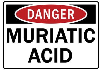 Acid chemical warning sign and labels muriatic acid