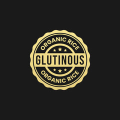 Glutinous rice label or Glutinous rice sign vector isolated in flat style. Best Glutinous rice label vector for product packaging. Glutinous rice stamp for product design element.