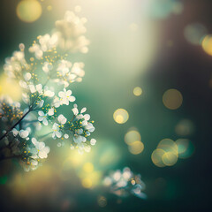 minimalist Spring background with bokeh 3d rendering. Generative AI