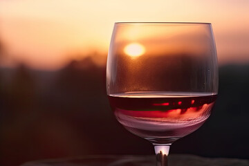 Sunrise Toast: A Celebratory Glass of Red Wine. Generative AI.
