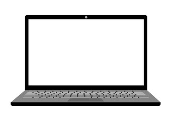 正面から見たノートパソコン　ベクター