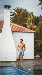 boy relaxing un the pool