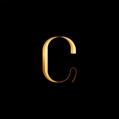 3d Latin letter C serif alphabet, beautiful elegant golden font classic perfect for logotypes, wedding invitations, or fashion or perfume design, vector illustration 10EPS