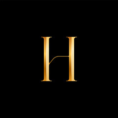 3d Latin letter H serif alphabet, beautiful elegant golden font classic perfect for logotypes, wedding invitations, or fashion or perfume design, vector illustration 10EPS