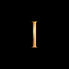 3d Latin letter I serif alphabet, beautiful elegant golden font classic perfect for logotypes, wedding invitations, or fashion or perfume design, vector illustration 10EPS