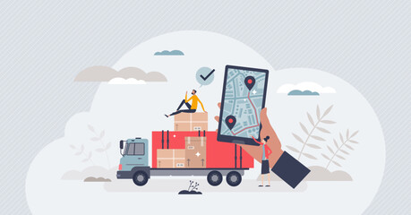 Reverse logistics as type of supply chain management tiny person concept. Return package for recycling and company service for customer material reusage vector illustration. Retail parcel shipping.