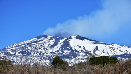 active volcano Etna, view from distance of 20 km