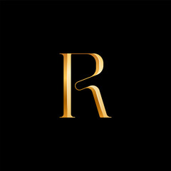3d Latin letter R serif alphabet, beautiful elegant golden font classic perfect for logotypes, wedding invitations, or fashion or perfume design, vector illustration 10EPS