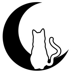 cat and moon silhouette