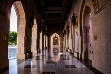 Inside the impressive Sultan Qaboos Grand Mosque, Muscat, Oman