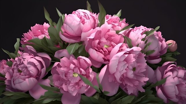 A beautiful bouquet of peonies in shades of pink