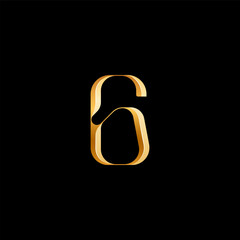 3d number 6 serif alphabet, beautiful elegant golden font classic perfect for logotypes, wedding invitations, or fashion or perfume design, brand etc, vector illustration 10EPS