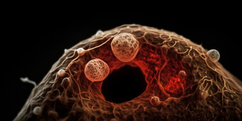 Naklejka premium microscopic view of HPV human papillomavirus, generative ai