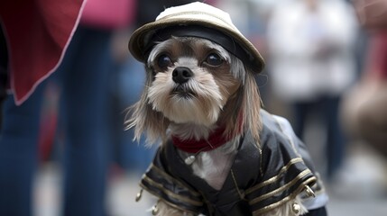 A dog in a human outfit