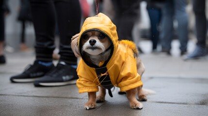 A dog in a human outfit