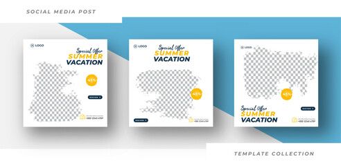 Summer vacation travel holiday and sale promo. fashion advertising. instagram banner offer.