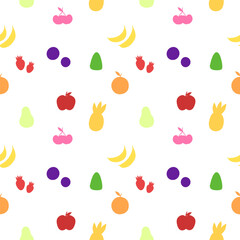 Seamless pattern with fruits on a white background
