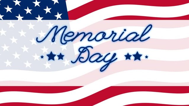 Memorial day animation. Waving flag. Happy memorial day. Flag USA. Honoring all who served banner for memorial day. 4k video Animation 