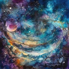 Fototapeta na wymiar Cosmic Ocean of Stardust Galaxy Painting Generative Ai