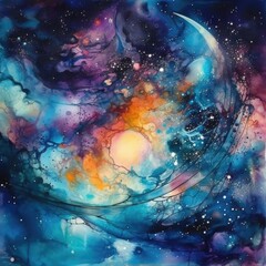 Obraz na płótnie Canvas Cosmic Ocean of Stardust Galaxy Painting Generative Ai