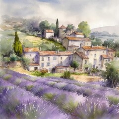 Obraz na płótnie Canvas Rustic Village of Lavender Fields Generative Ai