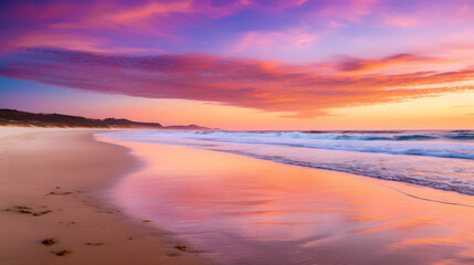 Fototapeta na wymiar sunset over the beach, created with generative AI