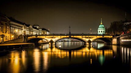 Fototapeta premium Berlin by night, created with generative AI